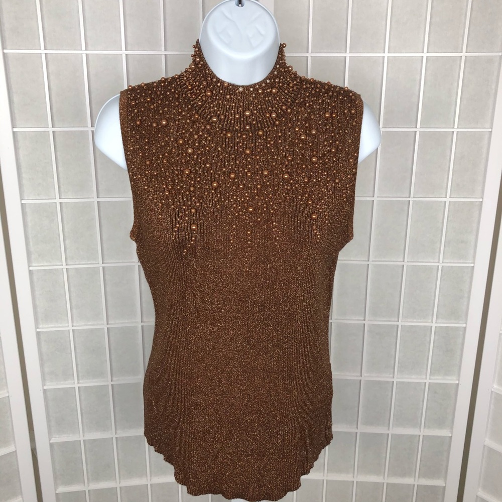 Dress Barn Beaded Turtleneck Tank Top Size Large